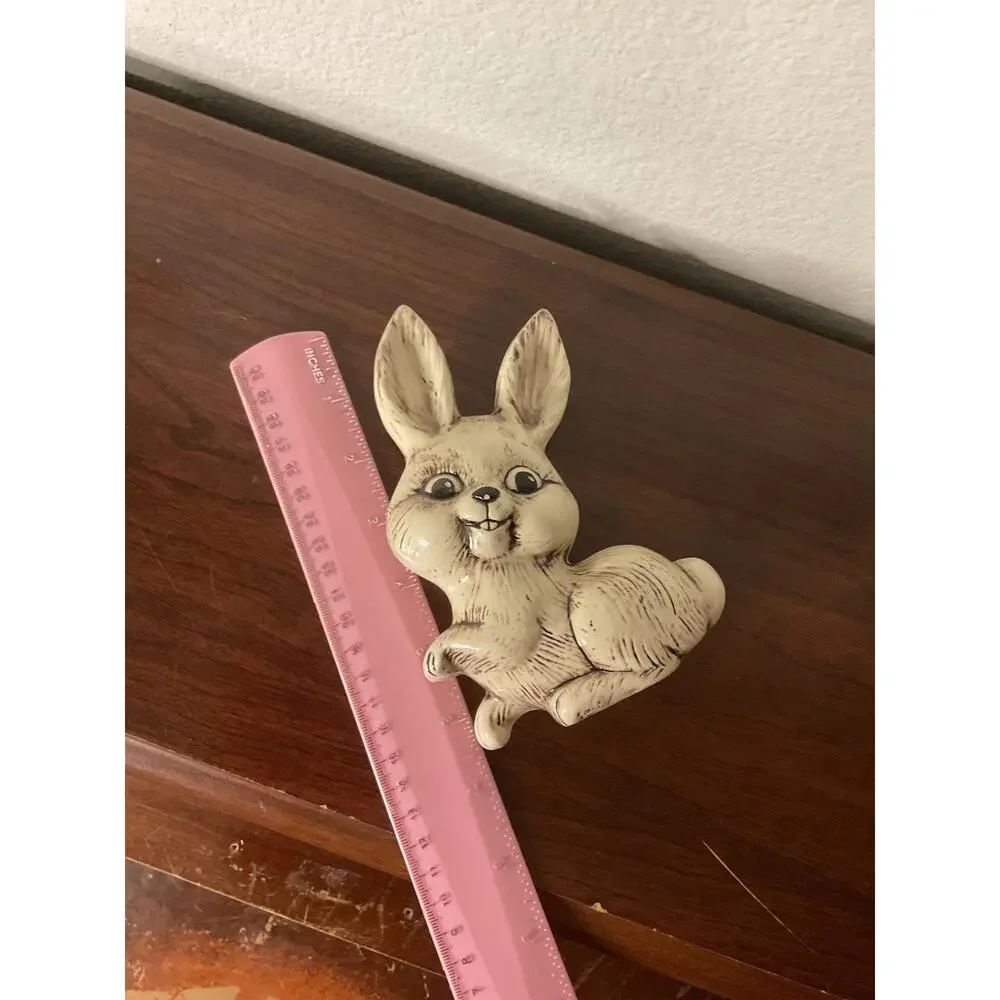Vintage hand painted ceramic Easter bunny decor creepy funny